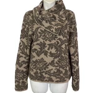 Chicos Ryder Paisley Cardigan Womens Sweater Thick Wool Blend Fold Collar 1 / M